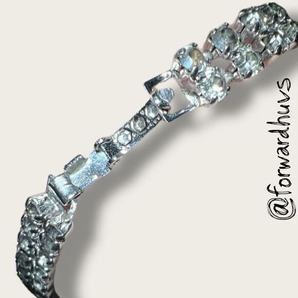 Vintage Rhinestone Double Strand Bracelet with Baguettes – 6 3/4” - Picture 5 of 11